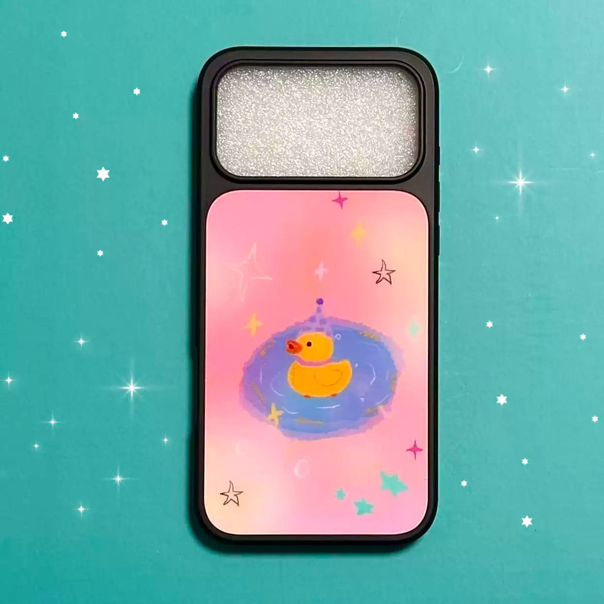 Bubbling Duckling: Whimsical Dreamy Pink Glossy Case