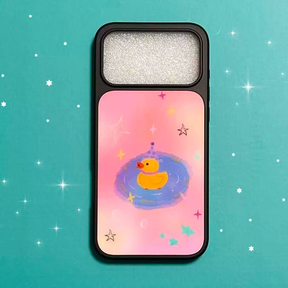 Bubbling Duckling: Whimsical Dreamy Pink Glossy Case