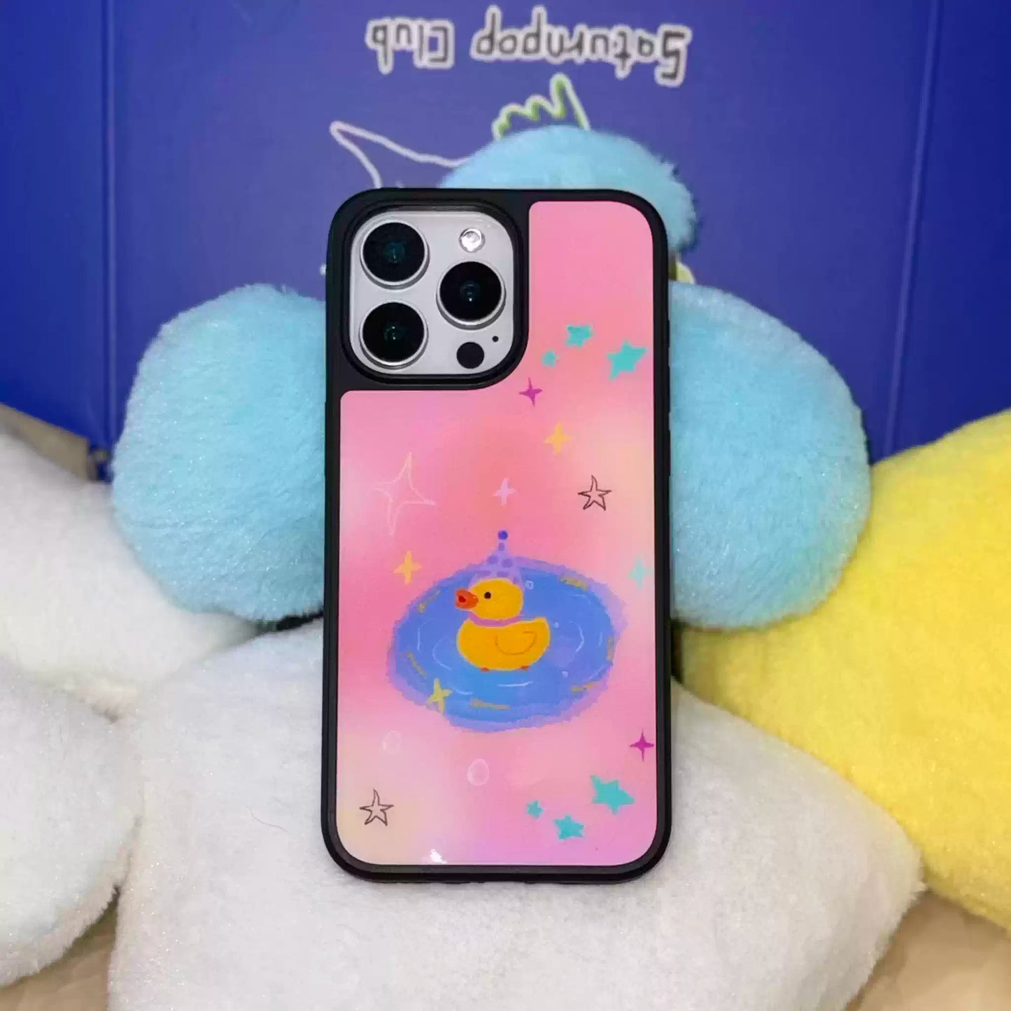 Bubbling Duckling: Whimsical Dreamy Pink Glossy Case