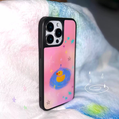 Bubbling Duckling: Whimsical Dreamy Pink Glossy Case