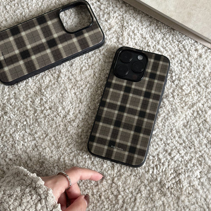 The Coffee Plaid Retro Matte Acrylic Case | iPhone Case | Three Fleas