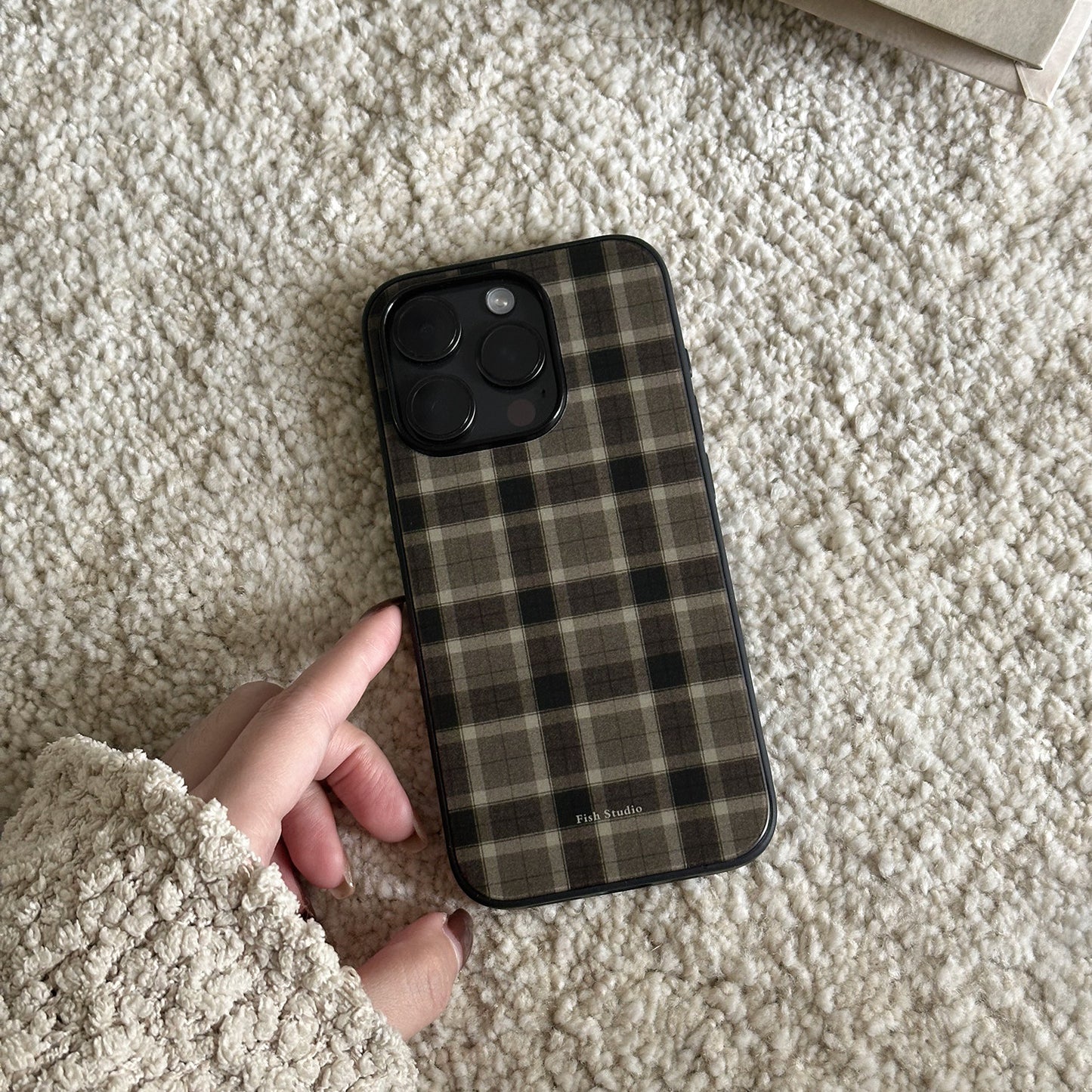 The Coffee Plaid Retro Matte Acrylic Case | iPhone Case | Three Fleas