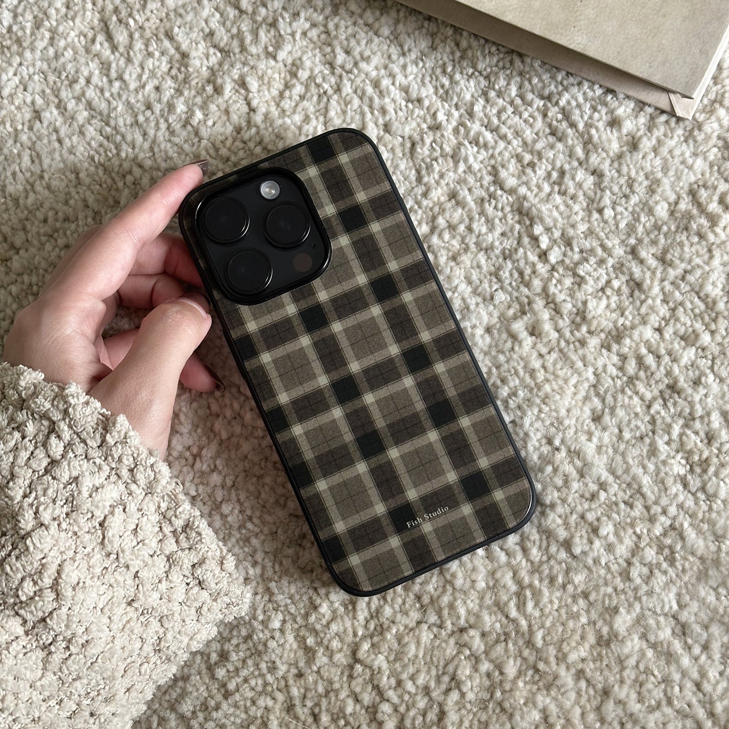 The Coffee Plaid Retro Matte Acrylic Case | iPhone Case | Three Fleas