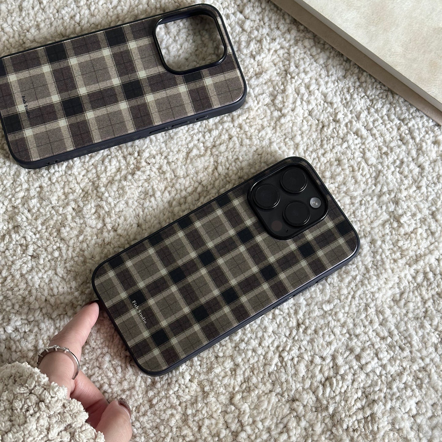 The Coffee Plaid Retro Matte Acrylic Case | iPhone Case | Three Fleas