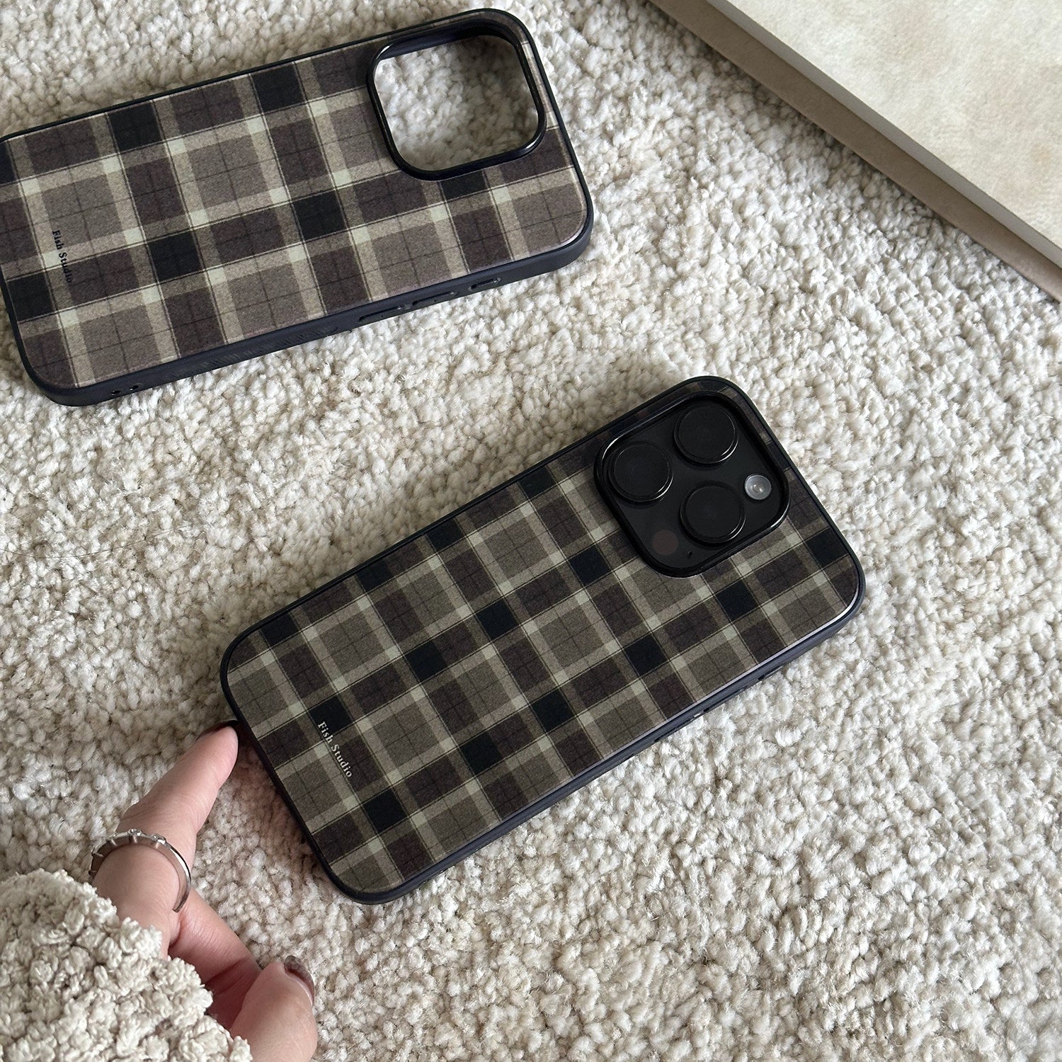 The Coffee Plaid Retro Matte Acrylic Case | iPhone Case | Three Fleas
