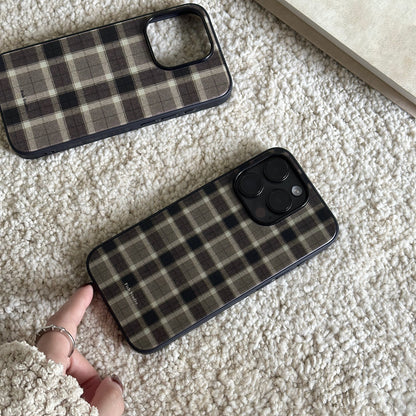The Coffee Plaid Retro Matte Acrylic Case | iPhone Case | Three Fleas