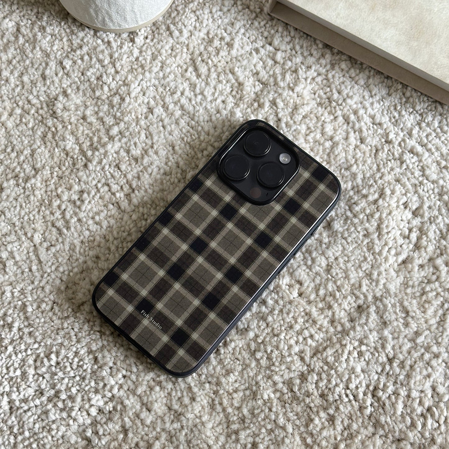 The Coffee Plaid Retro Matte Acrylic Case | iPhone Case | Three Fleas