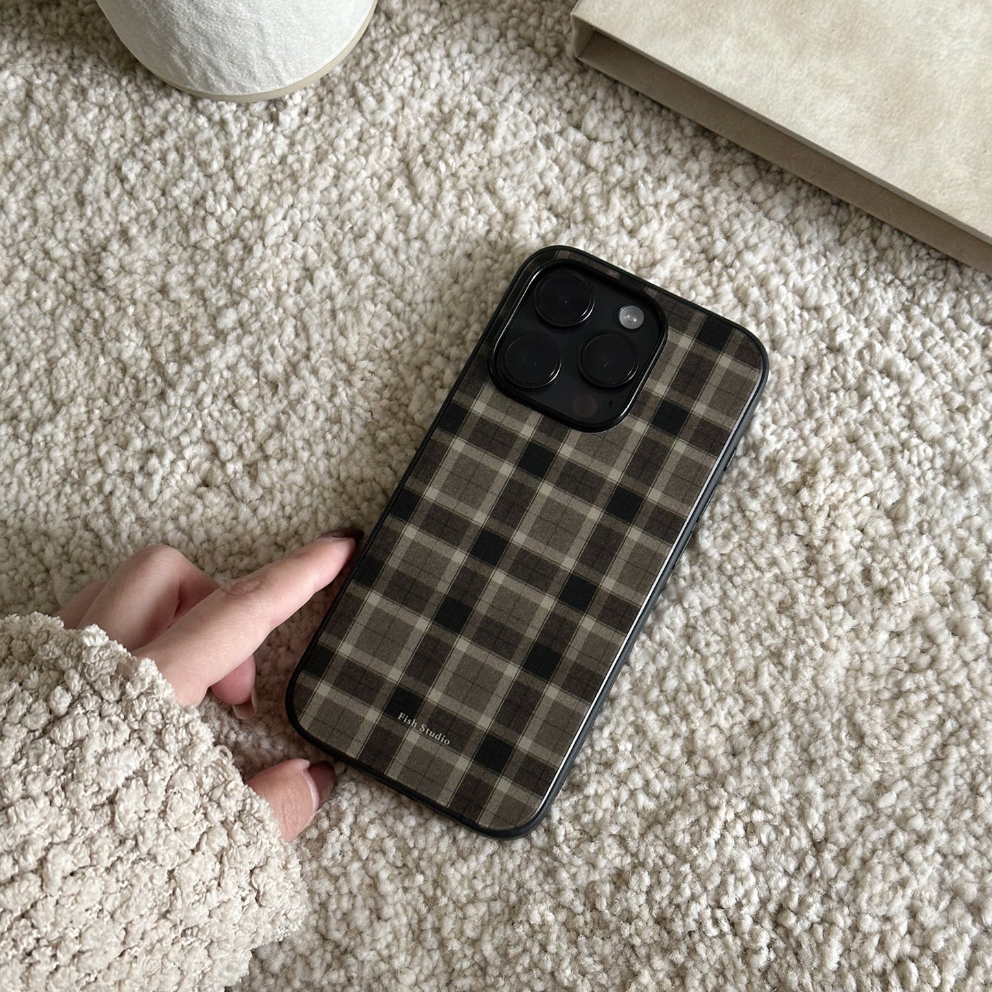 The Coffee Plaid Retro Matte Acrylic Case | iPhone Case | Three Fleas