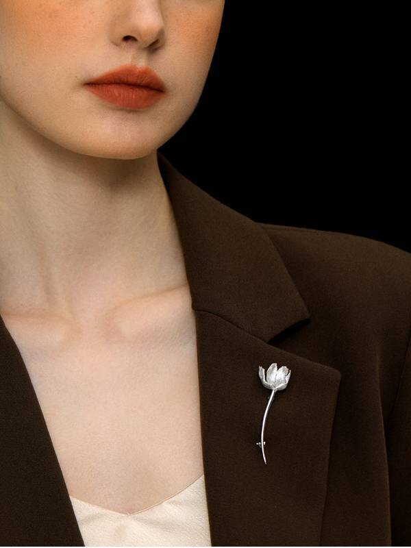 This Moment Sterling Silver Tulip Brooch