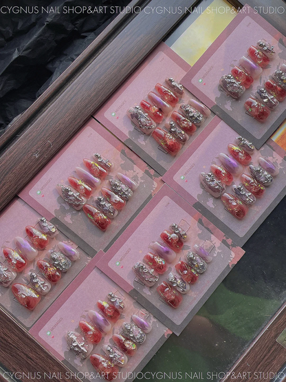 Thorn Rose Luxury Hand Painted Press On Nails Set