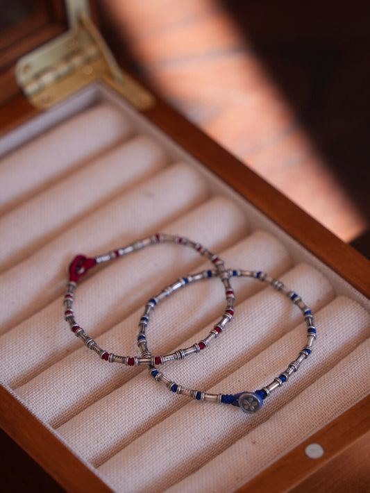 Thousand Branches Silver Bamboo Beaded Bracelet