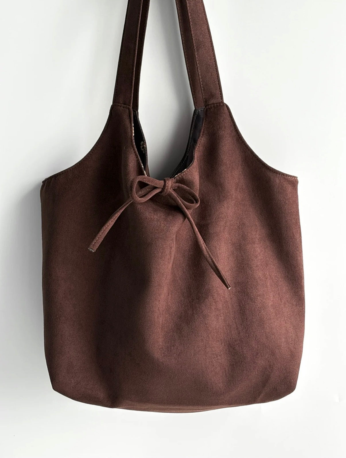 [Chinoiserie] Traditional Pattern Double-Sided Suede Hobo Bag