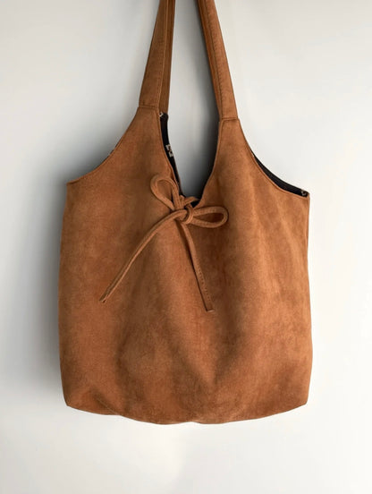[Chinoiserie] Traditional Pattern Double-Sided Suede Hobo Bag