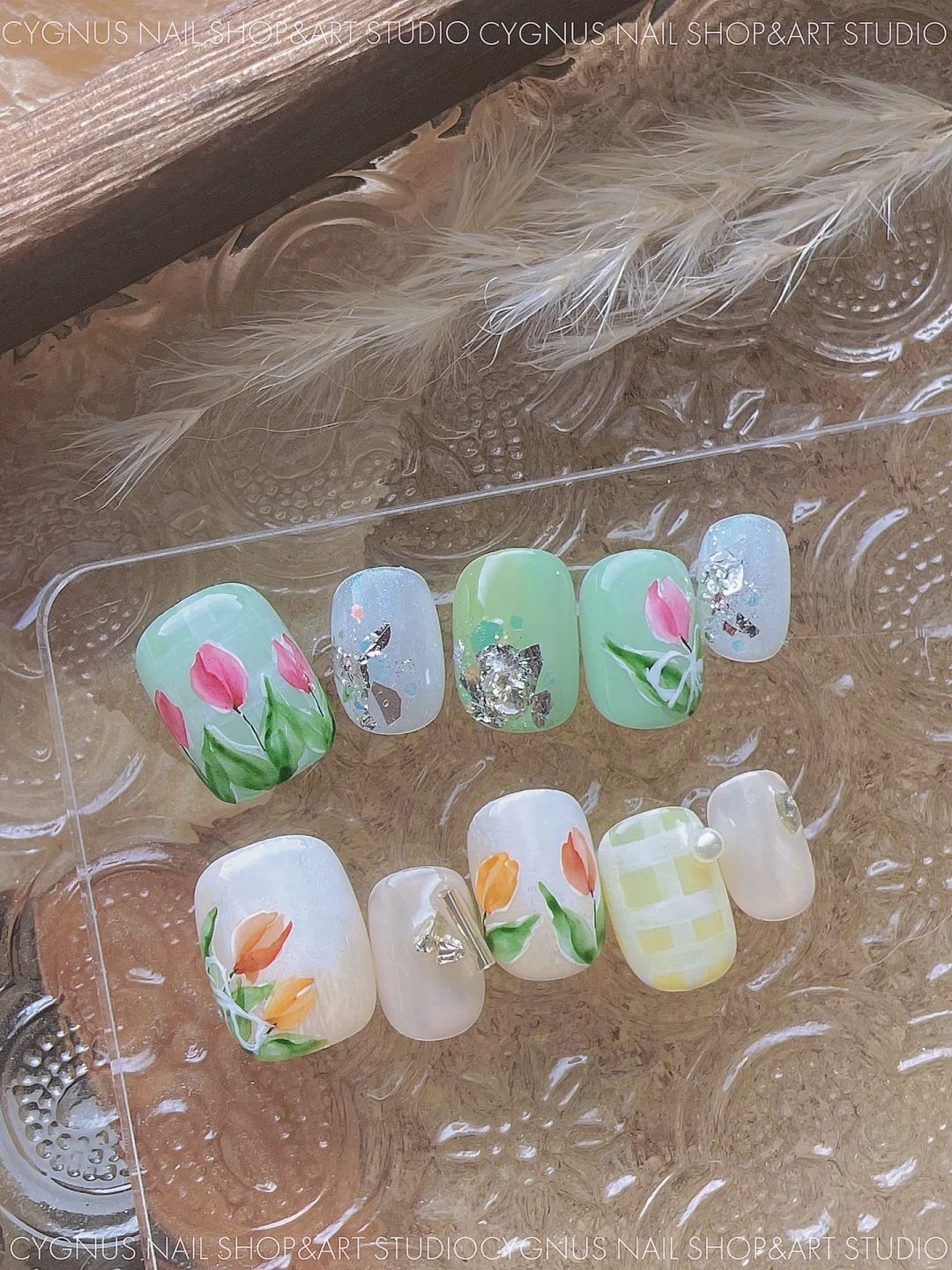 Tulip Fields Hand Painted Press On Nails Set
