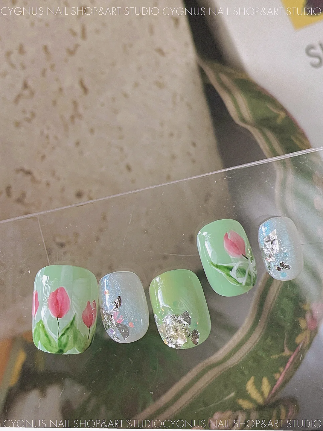 Tulip Fields Hand Painted Press On Nails Set