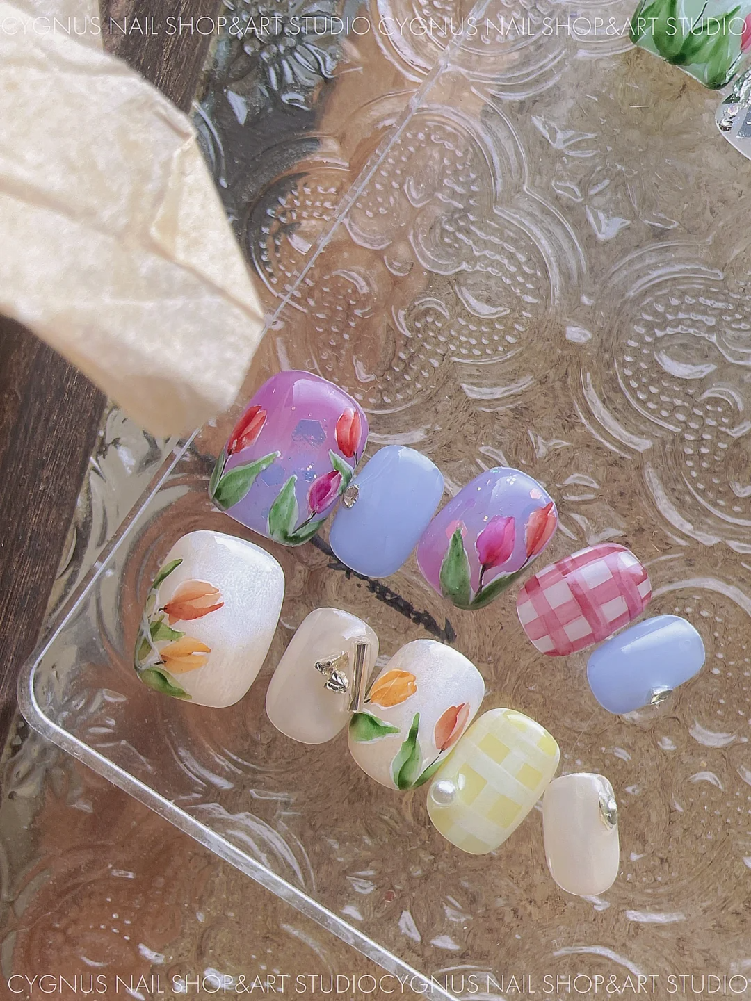 Tulip Fields Hand Painted Press On Nails Set