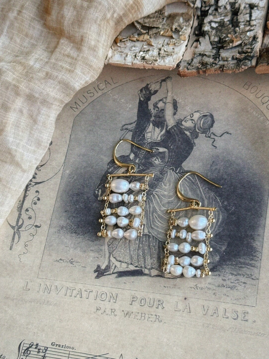 Twilight Clouds Freshwater Pearl Earrings
