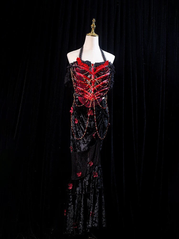 Vampire Countess Rib Cage Corset Mermaid Dress