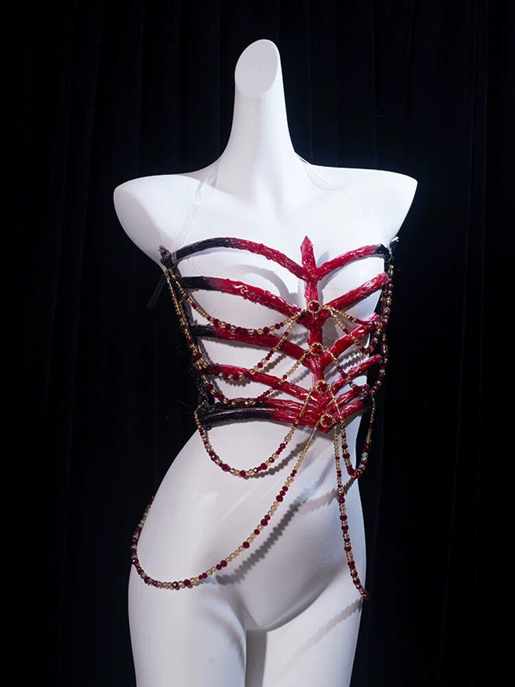 Vampire Countess Rib Cage Corset Mermaid Dress