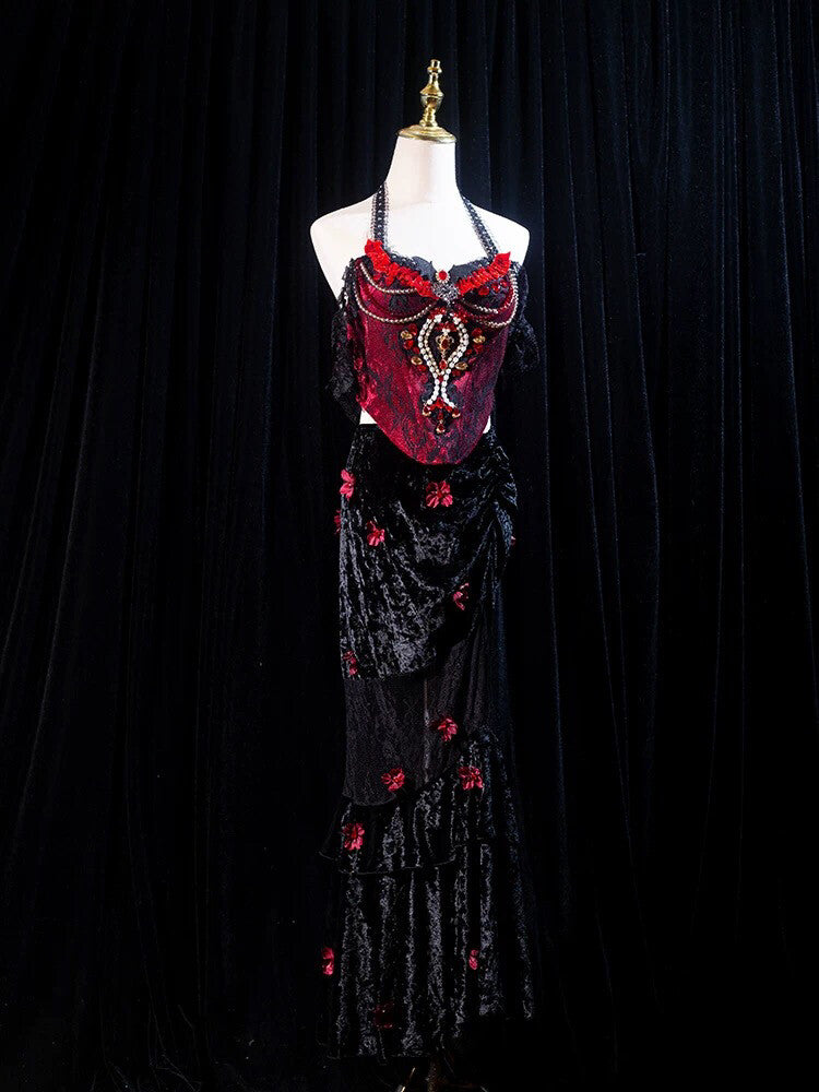 rib corset dress Long jersey Milano rib dress with corset