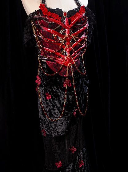 Vampire Countess Rib Cage Corset Mermaid Dress | Cosplay Costume