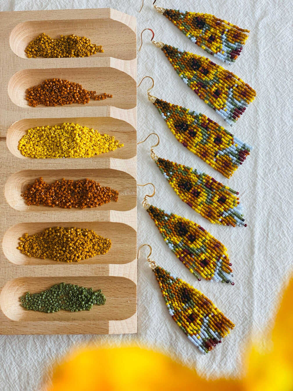 Van Gogh's Sunflowers MIYUKI Beaded Earrings