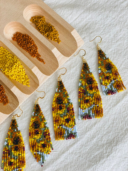 Van Gogh's Sunflowers MIYUKI Beaded Earrings