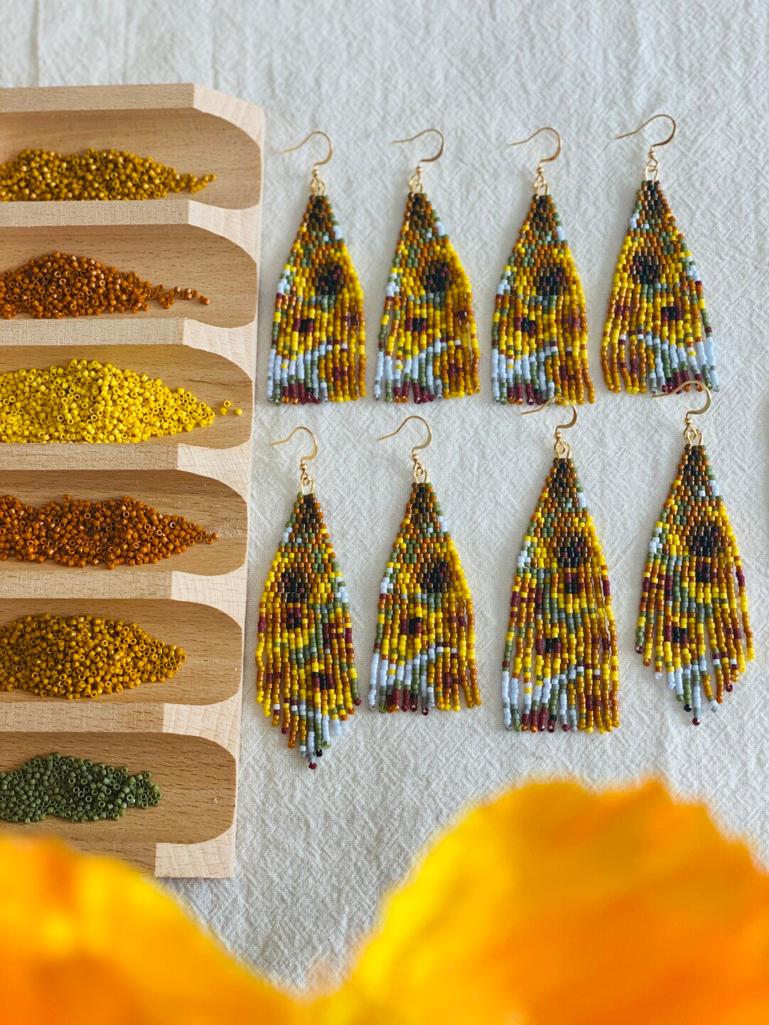 Van Gogh's Sunflowers MIYUKI Beaded Earrings