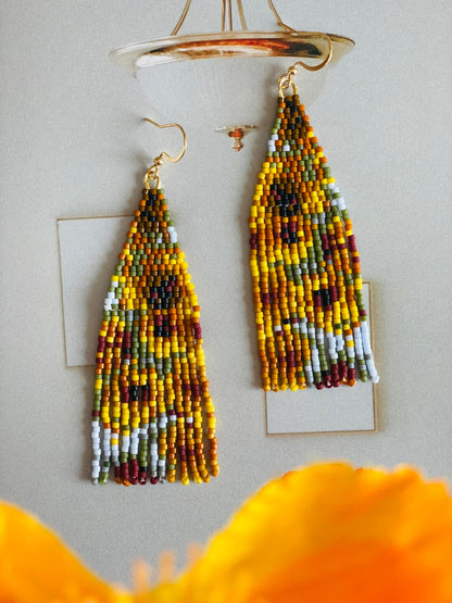 Van Gogh's Sunflowers MIYUKI Beaded Earrings