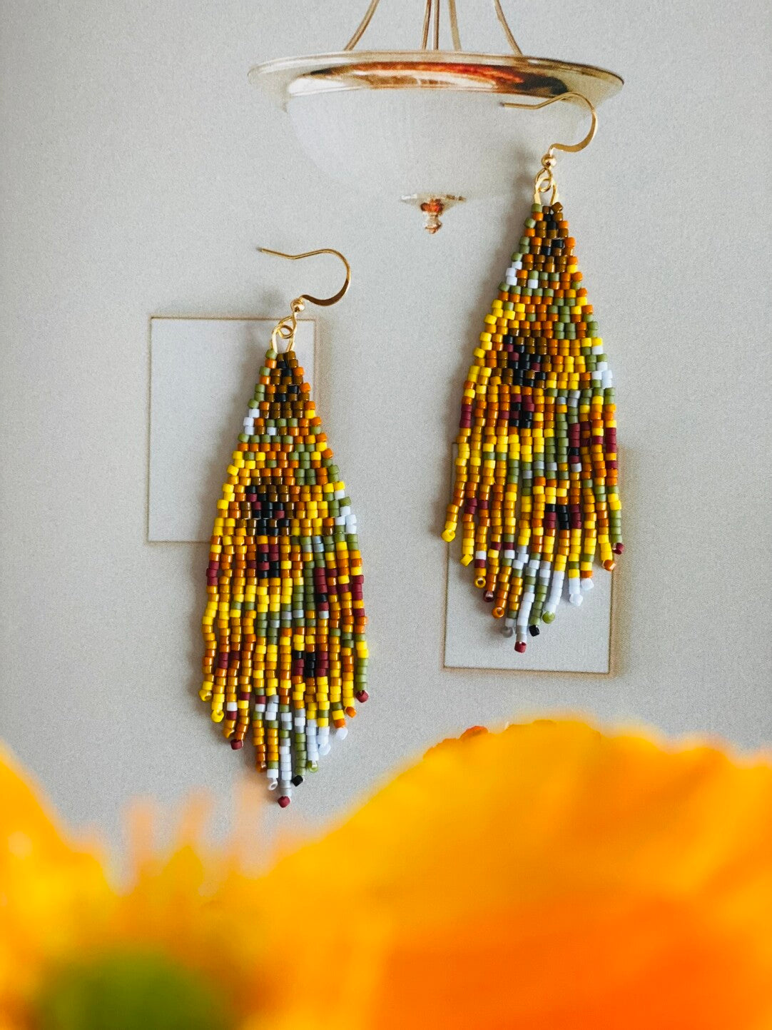 Van Gogh's Sunflowers MIYUKI Beaded Earrings