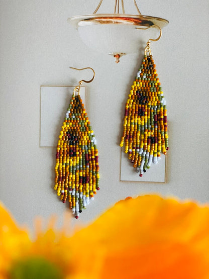 Van Gogh's Sunflowers MIYUKI Beaded Earrings