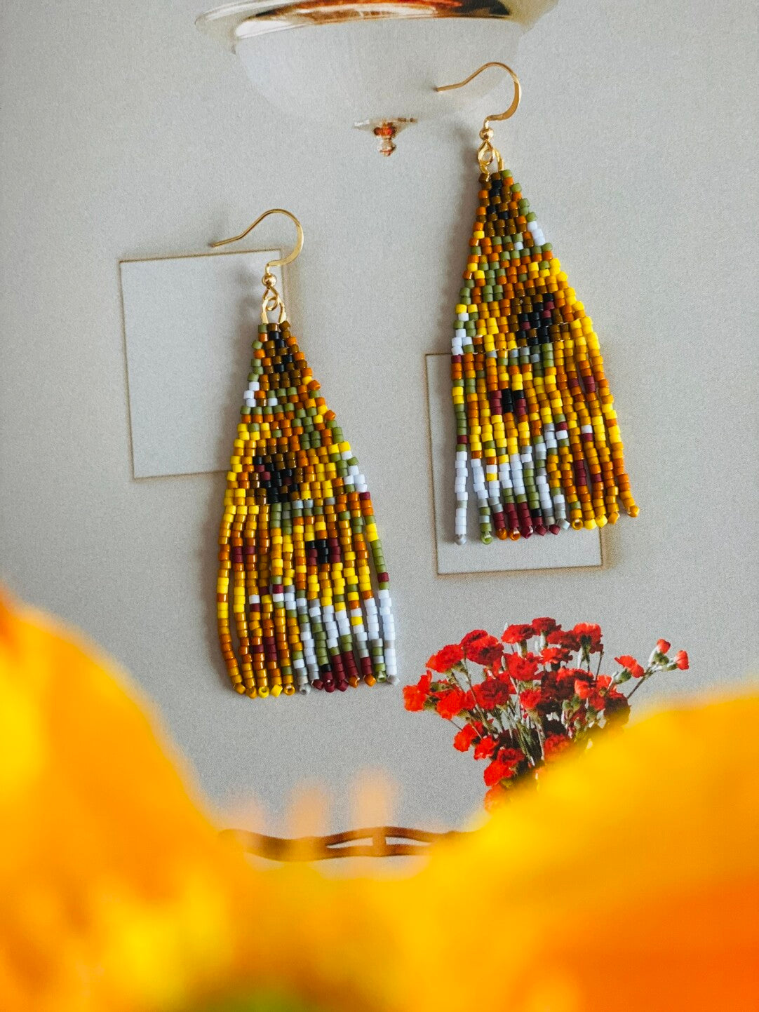 Van Gogh's Sunflowers MIYUKI Beaded Earrings