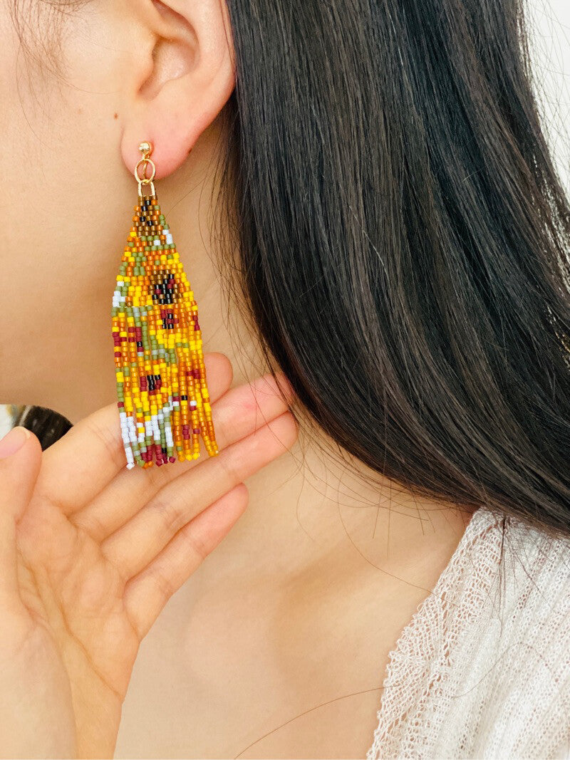 Van Gogh's Sunflowers MIYUKI Beaded Earrings