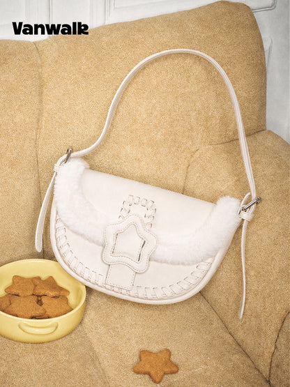 Vanwalk Cocoapie Retro Plush Crescent Bag