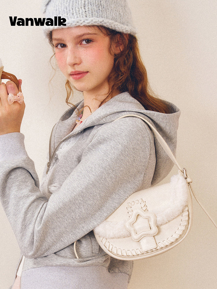 Vanwalk Cocoapie Retro Plush Crescent Bag