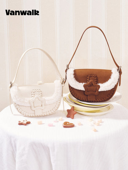 Vanwalk Cocoapie Retro Plush Crescent Bag
