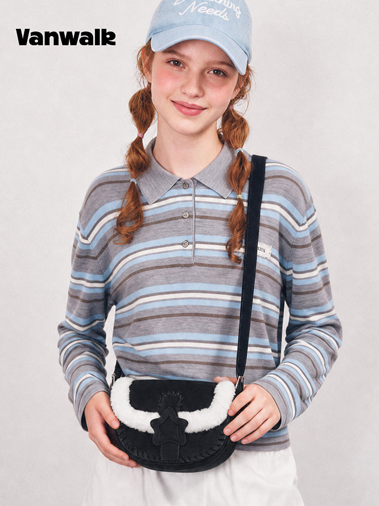 Vanwalk Cocoapie Retro Plush Crescent Bag