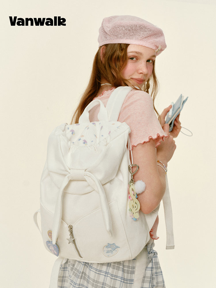 Vanwalk Gulugulu Bow Flap Drawstring Backpack