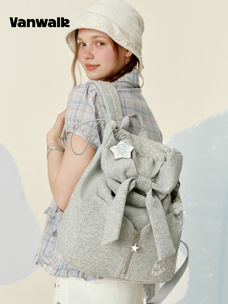 Vanwalk Gulugulu Bow Flap Drawstring Backpack