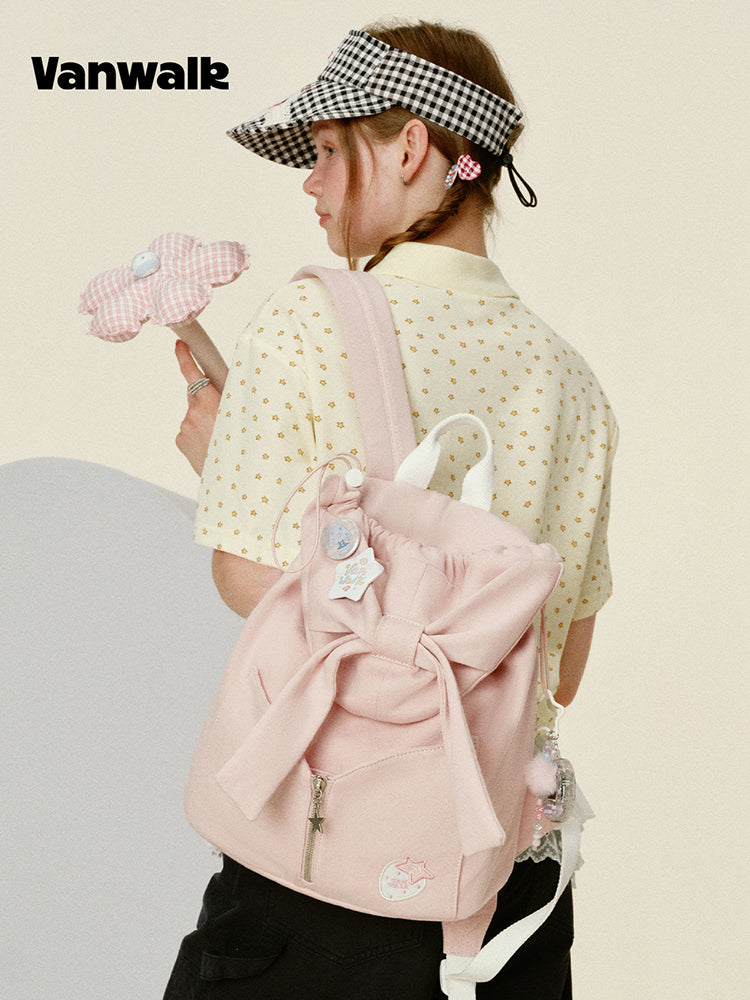 Vanwalk Gulugulu Bow Flap Drawstring Backpack