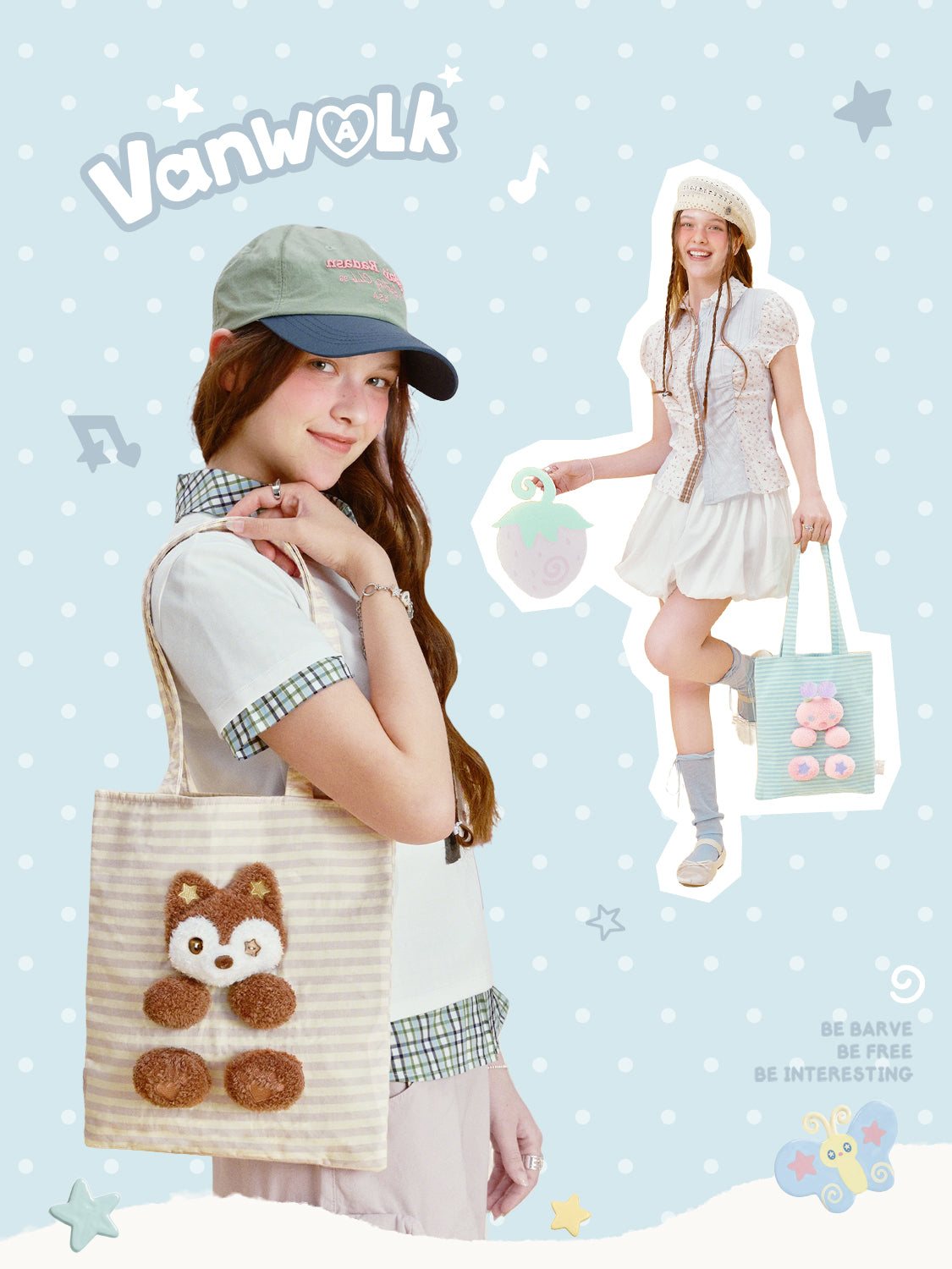 Vanwalk Gulugulu Cute Plush Doll Shoulder Bag