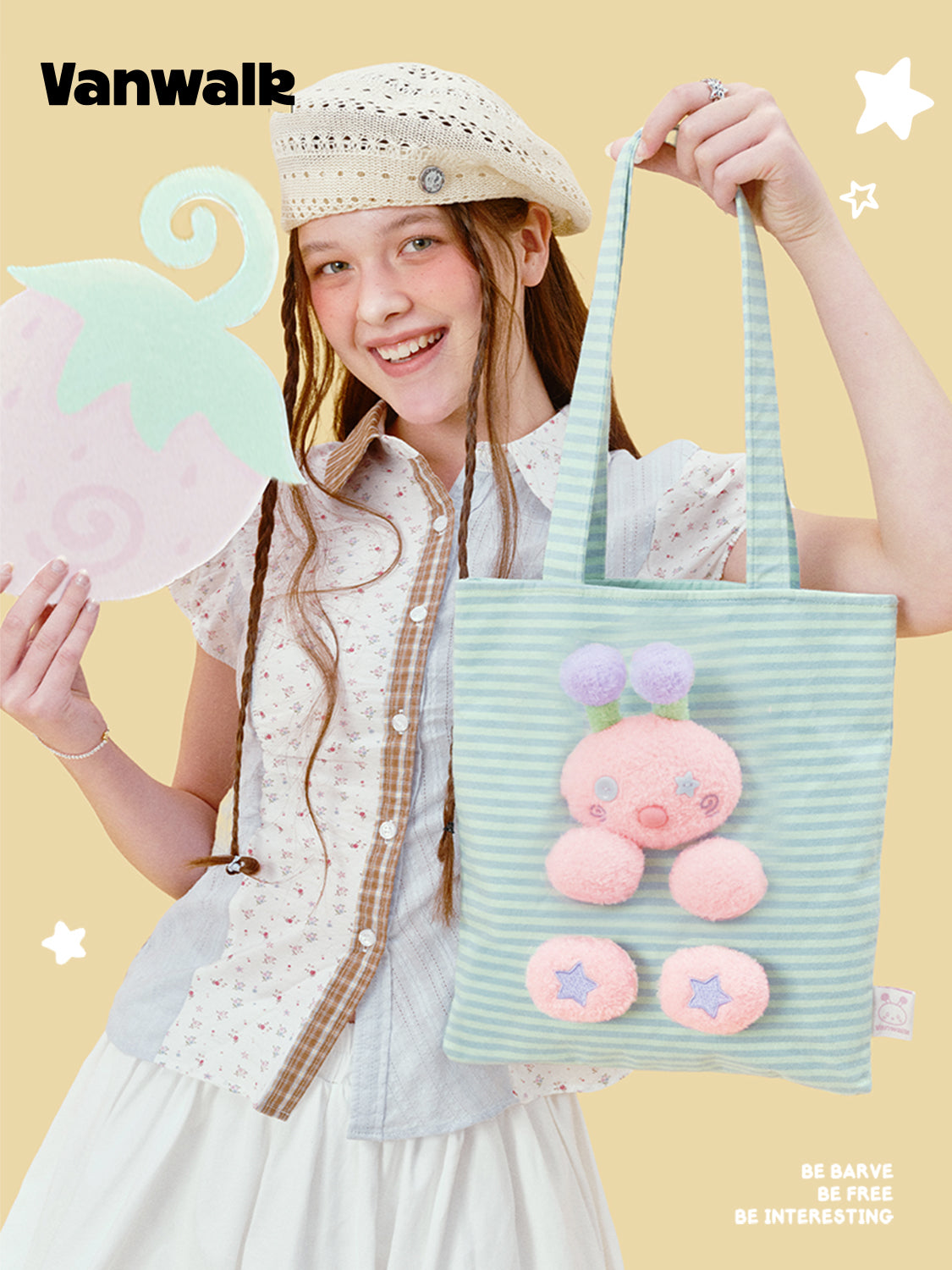 Vanwalk Gulugulu Cute Plush Doll Shoulder Bag