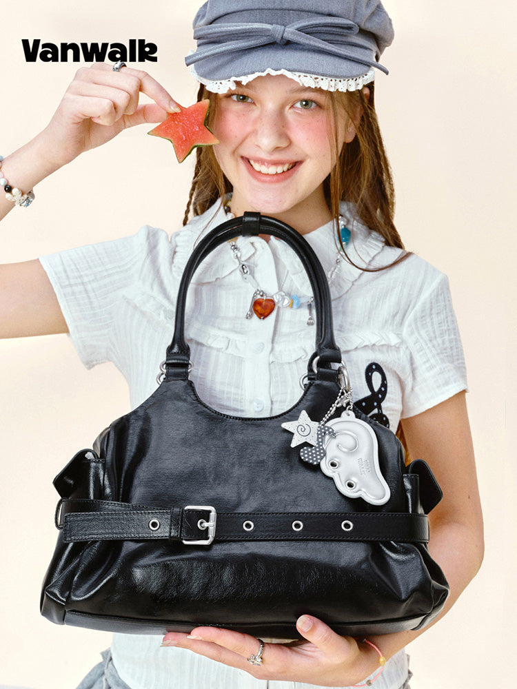 Vanwalk Gulugulu Polka Dots Moto Shoulder Bag