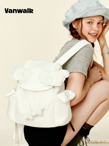 Vanwalk Gulugulu Wings Stars Drawstring Cloud Backpack