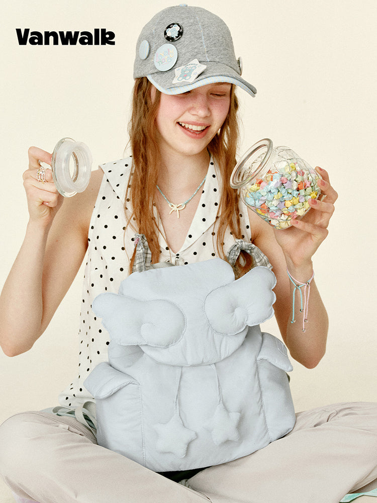 Vanwalk Gulugulu Wings Stars Drawstring Cloud Backpack
