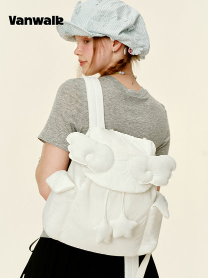 Vanwalk Gulugulu Wings Stars Drawstring Cloud Backpack