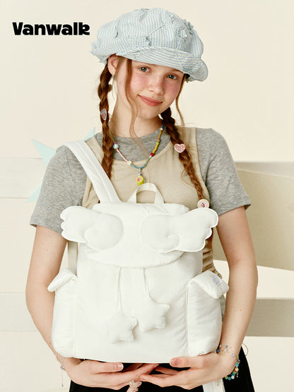 Vanwalk Gulugulu Wings Stars Drawstring Cloud Backpack