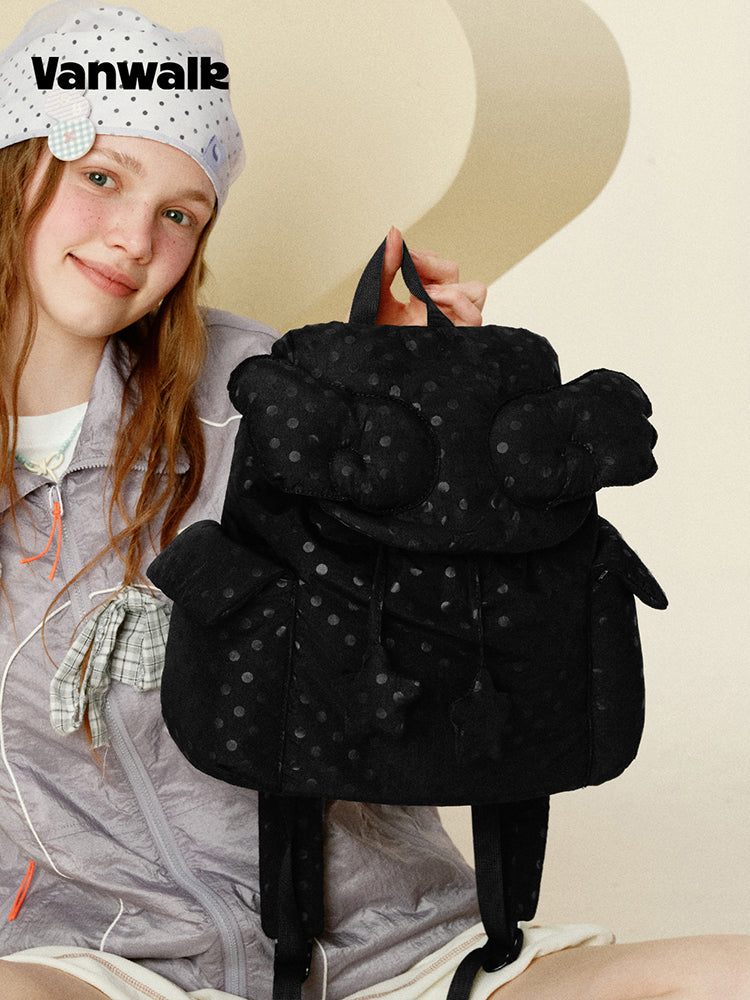 Vanwalk Gulugulu Wings Stars Drawstring Cloud Backpack