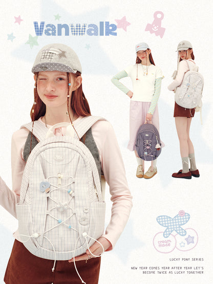 Vanwalk Journal House Drawstring Plaid Backpack