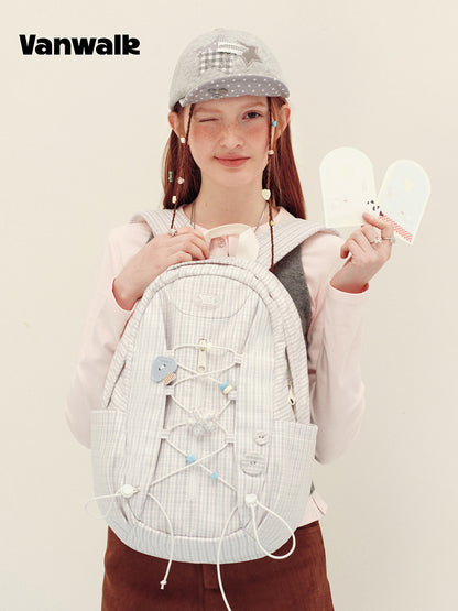 Vanwalk Journal House Drawstring Plaid Backpack
